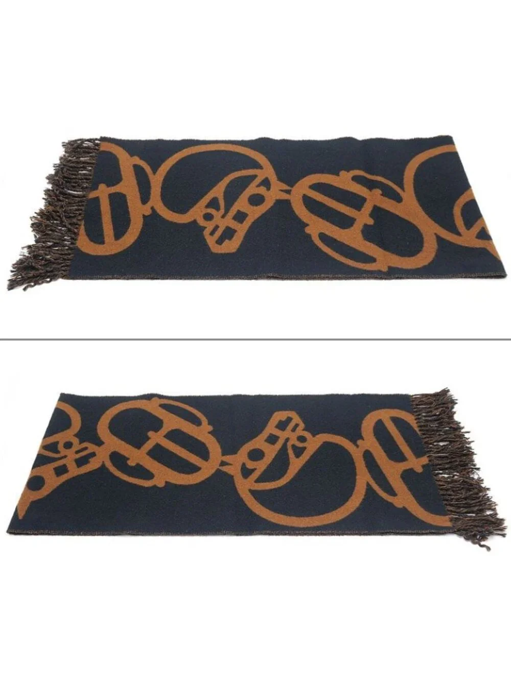 Hermes Book le Camaille Scarf Cashmere Black Brown